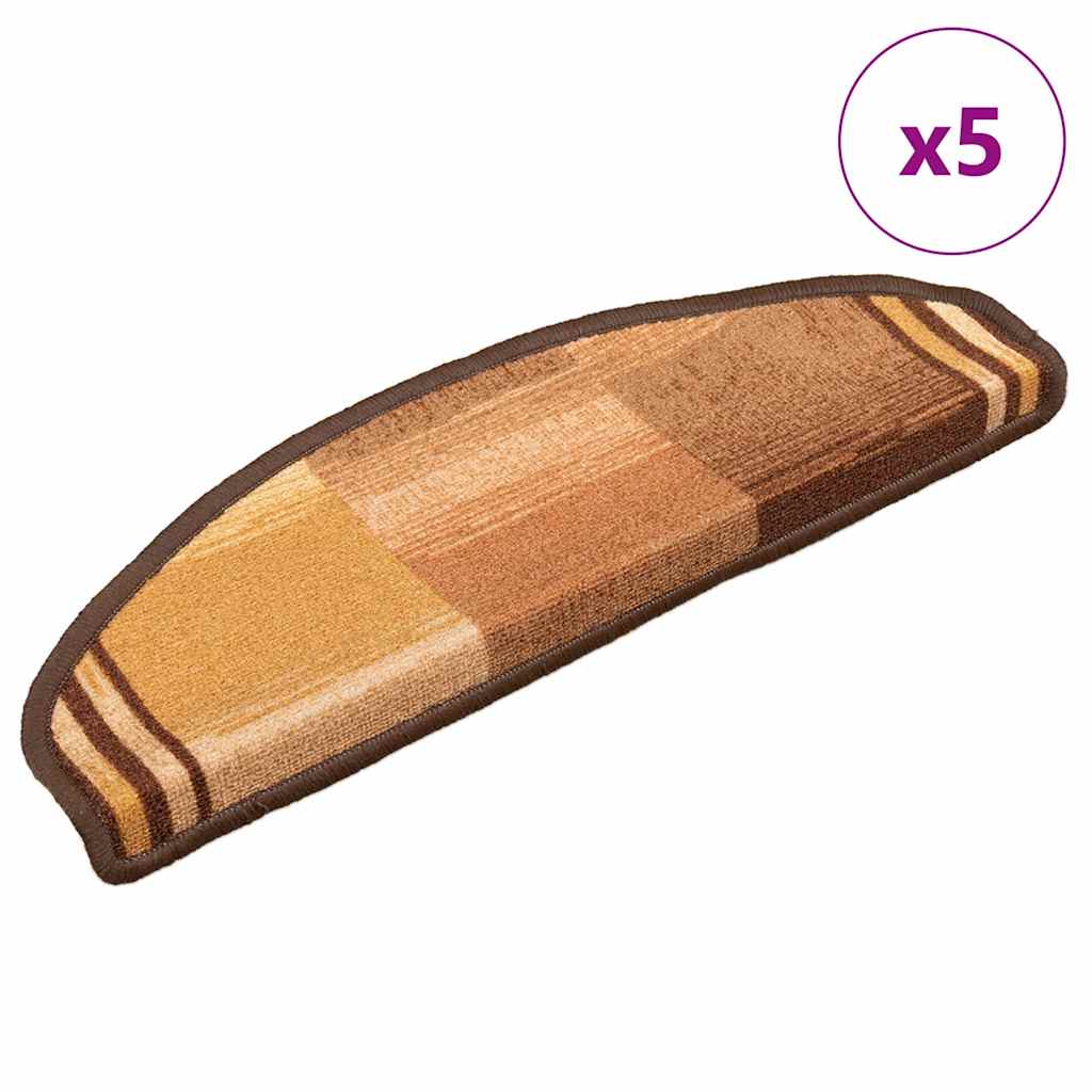 vidaXL Itsekiinnittyvät porrasmatot 5 kpl 65x21x4 cm ruskea