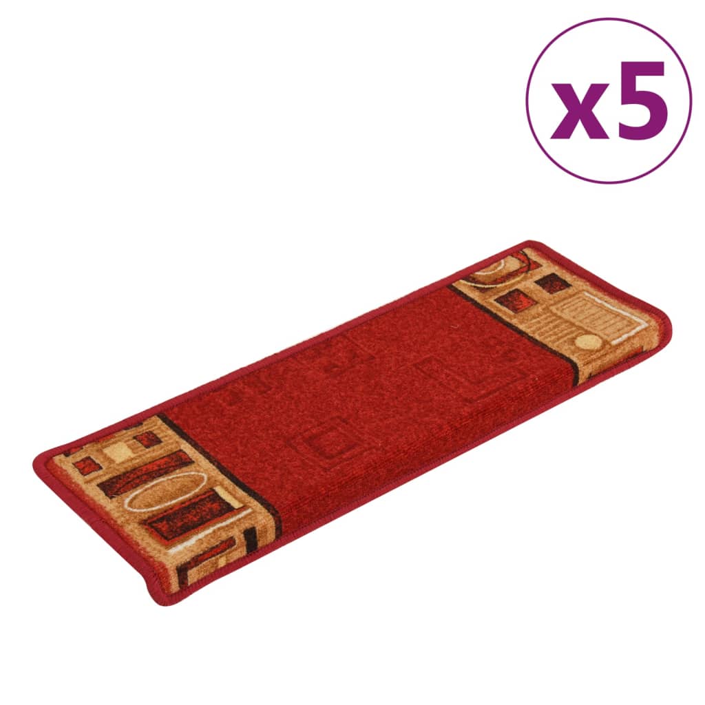 vidaXL Stufenmatten Selbstklebend 5 Stk. 65x21x4 cm Rot