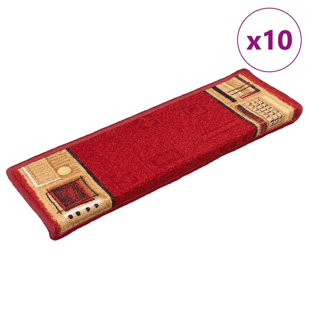 vidaXL Stufenmatten Selbstklebend 10 Stk. 65x21x4 cm Rot