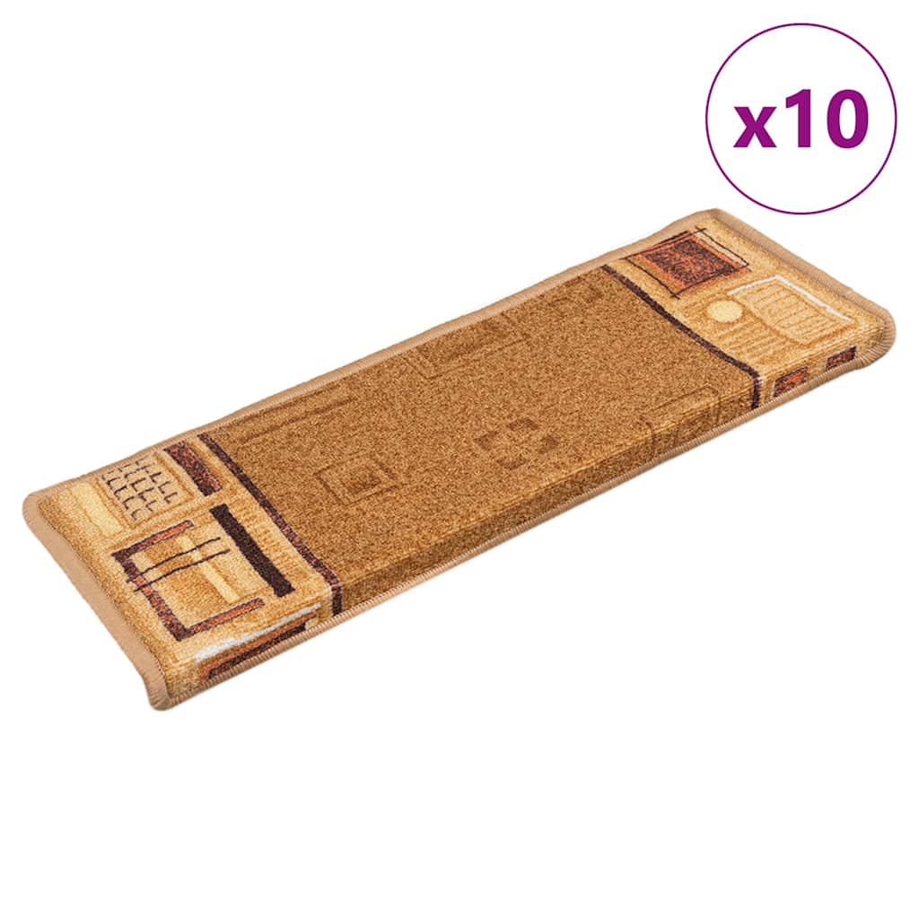 vidaXL Nášlapy na schody samolepicí 10 ks 65x21x4 cm béžové