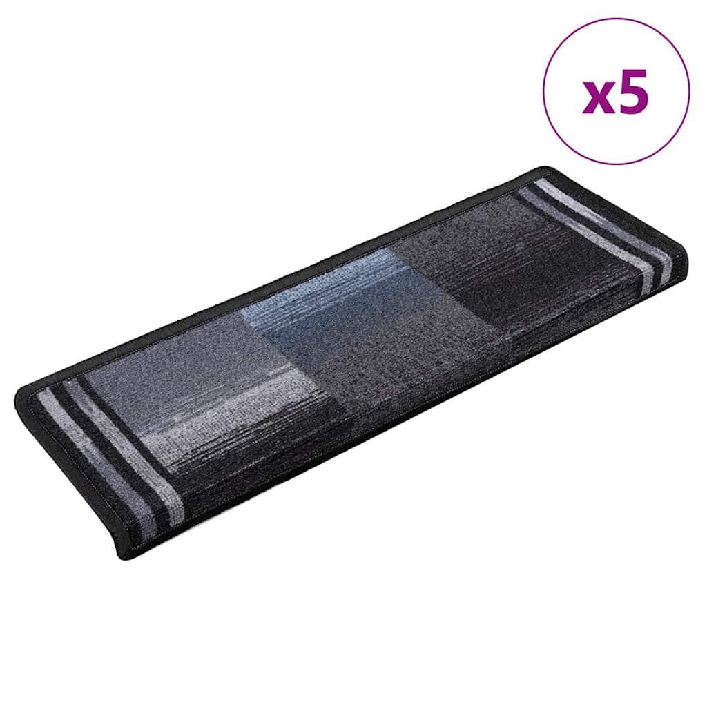 vidaXL Itsekiinnittyvät porrasmatot 5 kpl 65x21x4 cm musta ja harmaa