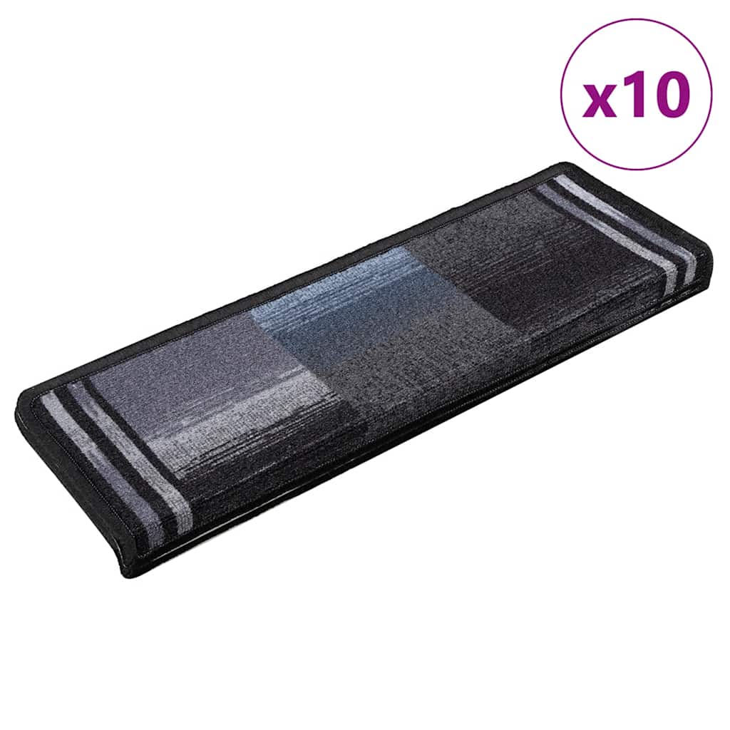 vidaXL Stufenmatten Selbstklebend 10 Stk 65x21x4 cm Schwarz Grau