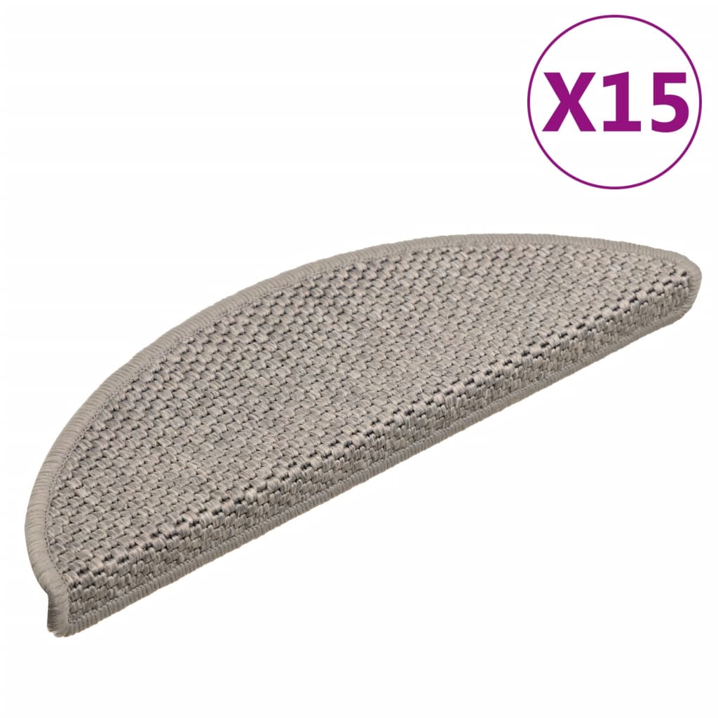 vidaXL selvklæbende trappemåtter 15 stk. 56x17x3 cm sisal-look gråbrun