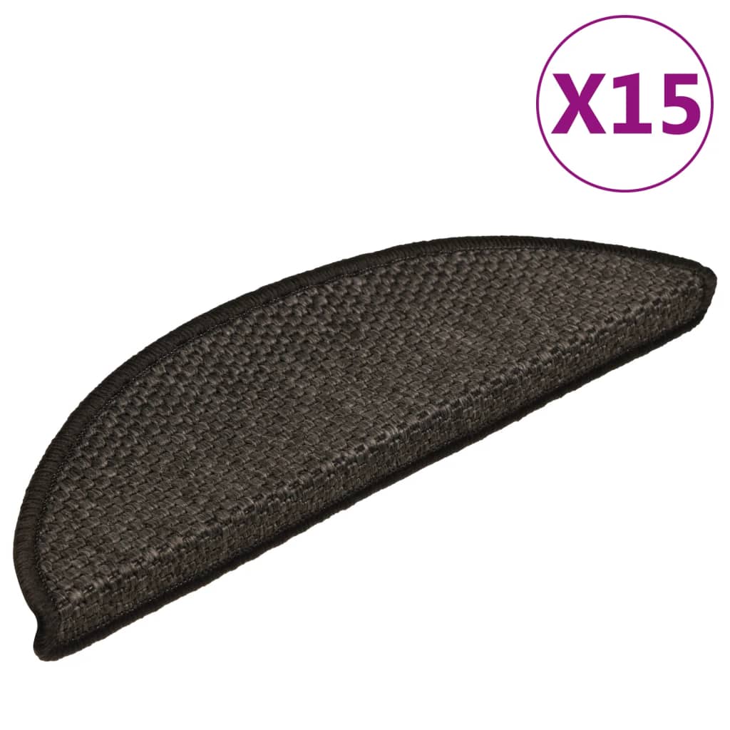 vidaXL selvklæbende trappemåtter 15 stk. 56x17x3cm sisal-look antracit