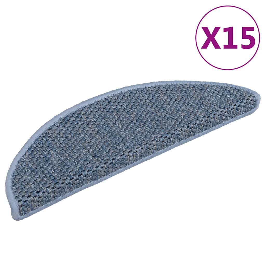 vidaXL Samolepící nášlapy na schody vzhled sisal 15 ks 56x17x3cm modré