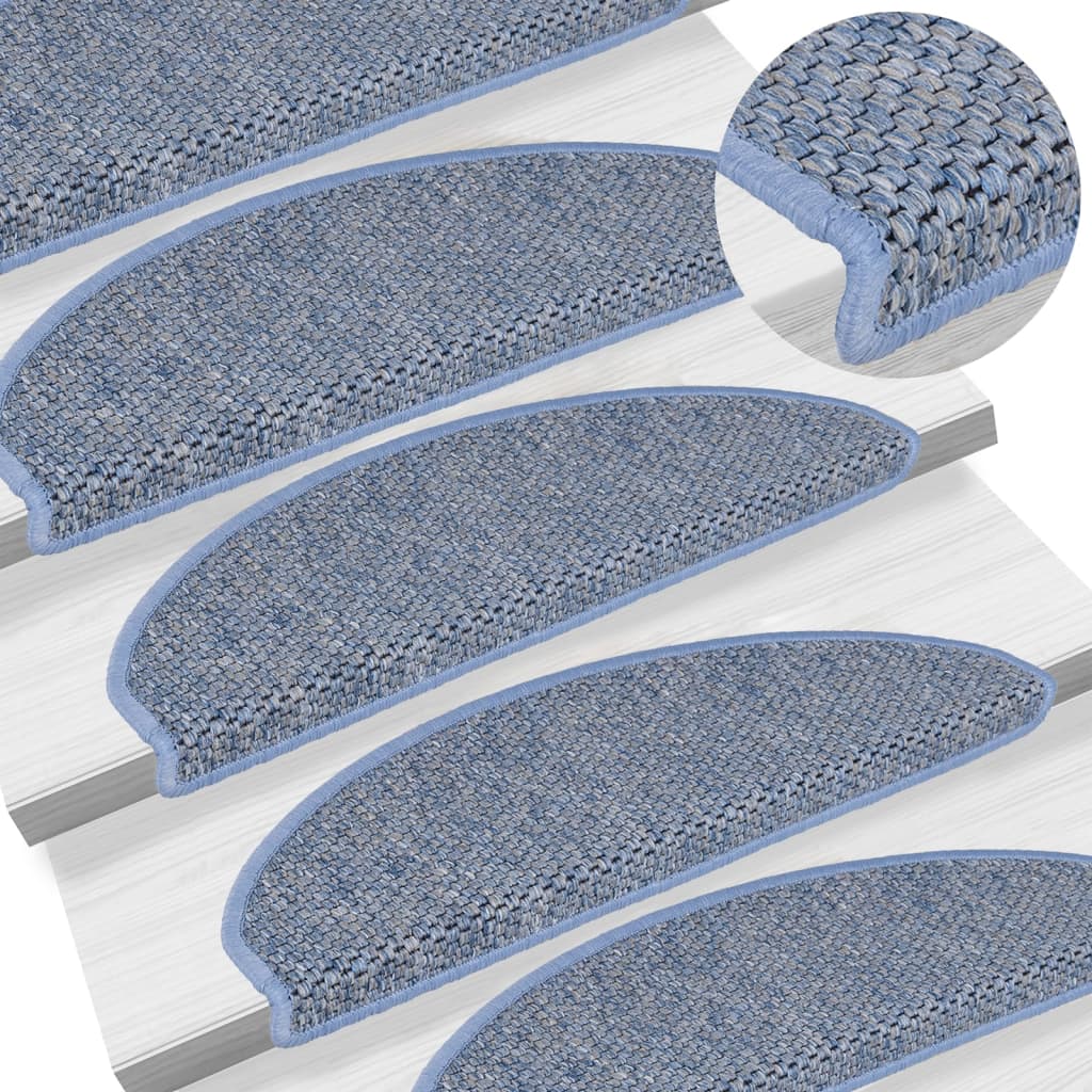 vidaXL Treppenmatten Selbstklebend Sisal-Optik 15 Stk. 56x17x3cm Blau