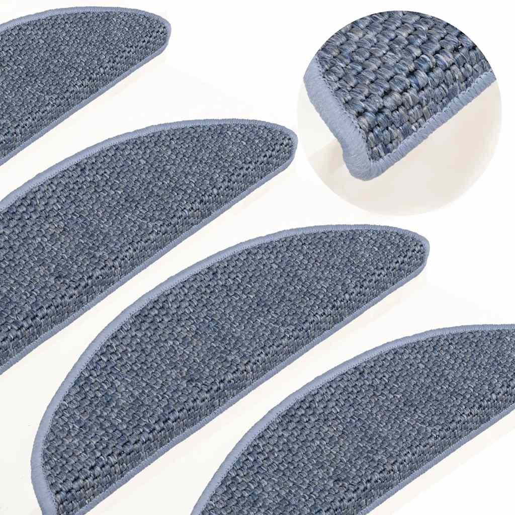 vidaXL Covoraș scări autoadeziv 15 buc. albastru, 56x17x3 aspect sisal