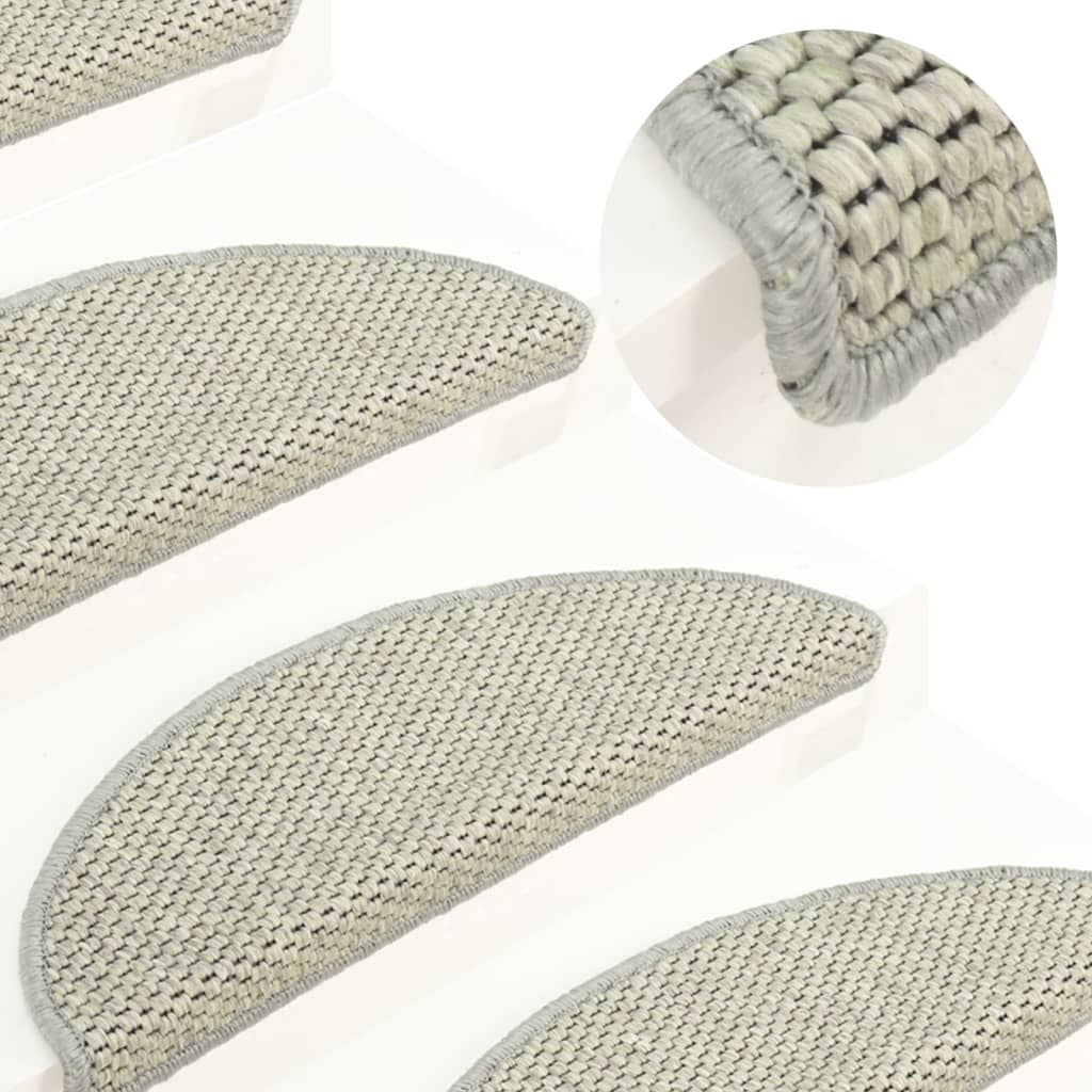 vidaXL selvklæbende trappemåtter 15 stk. 56x17x3 cm sisal-look grå