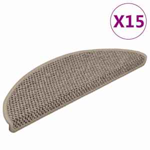 Samolepilne preproge za stopnice sisal 15 kosov 56x17x3 cm
