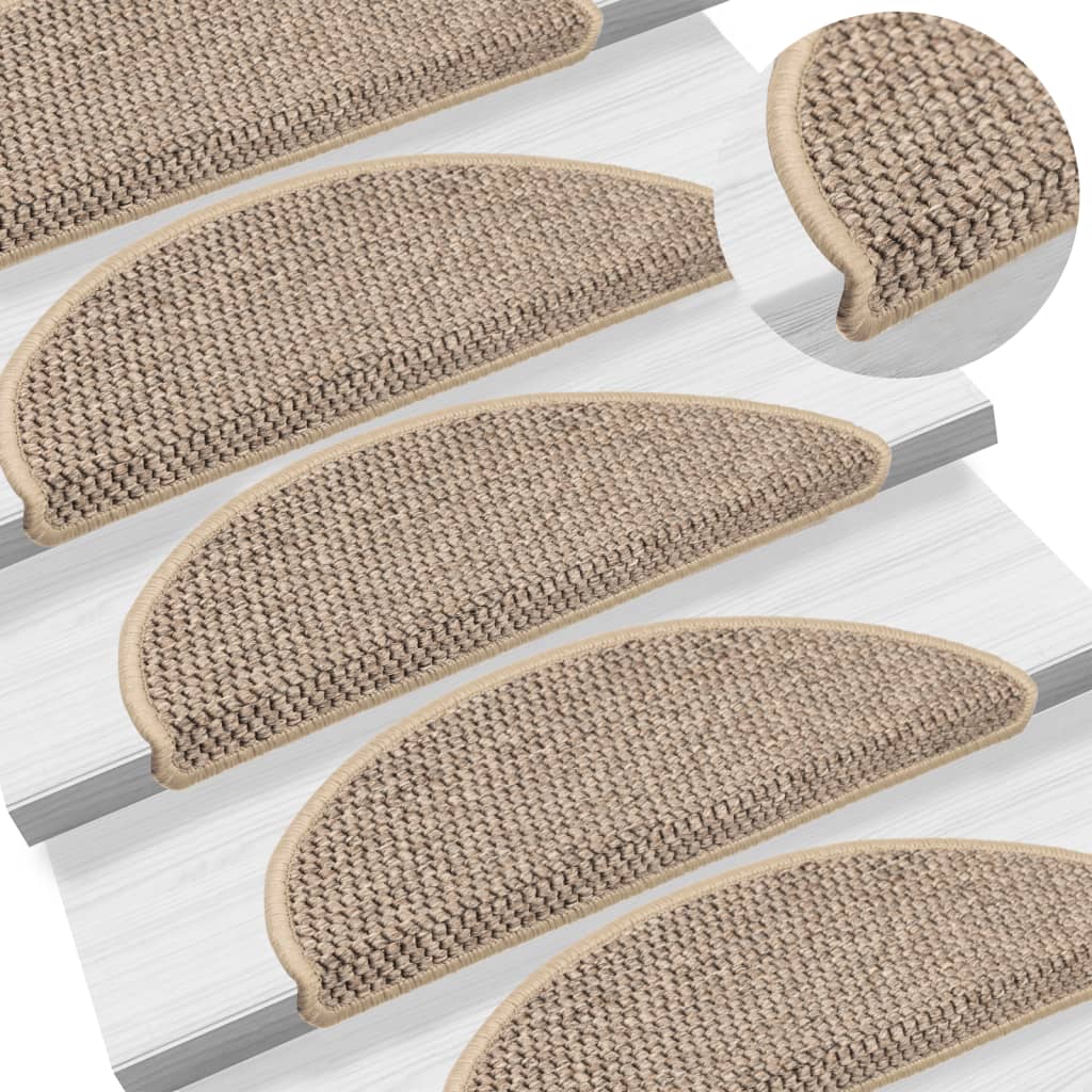 Treppenmatten Selbstklebend Sisal 15 Stk. 56x17x3cm Dunkelbeige