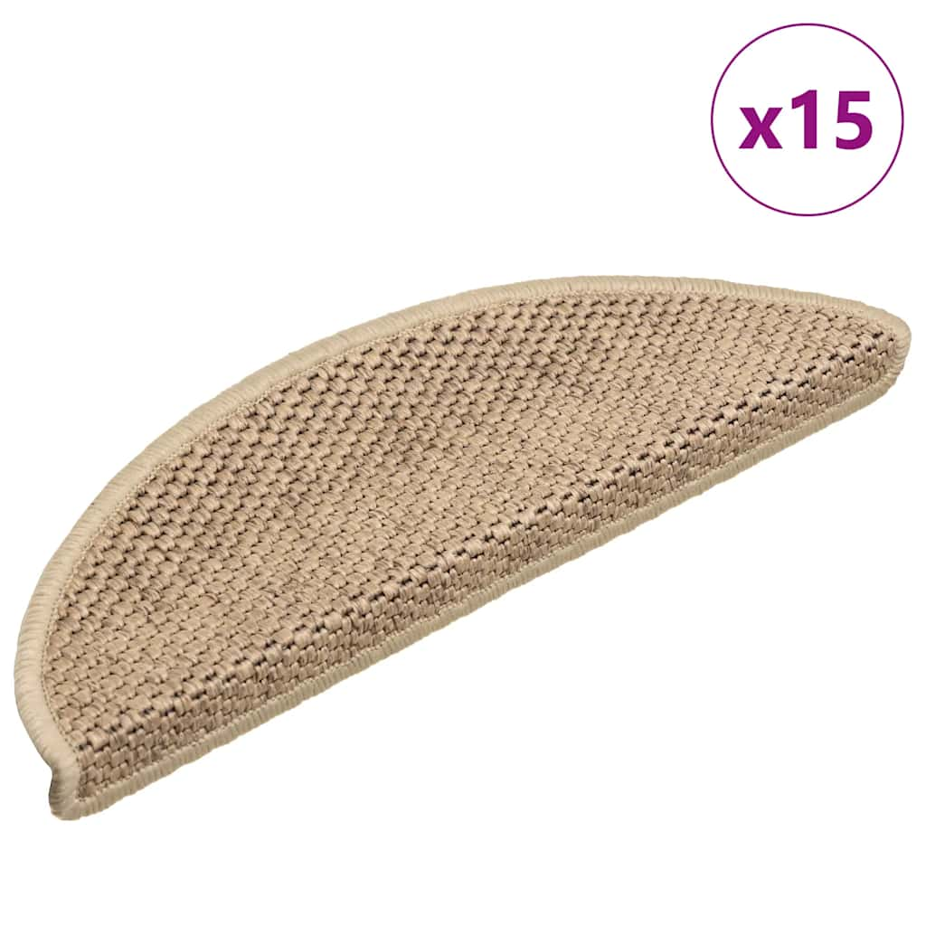 vidaXL Treppenmatten Selbstklebend Sisal-Optik 15 Stk. 56x17x3 cm Sand