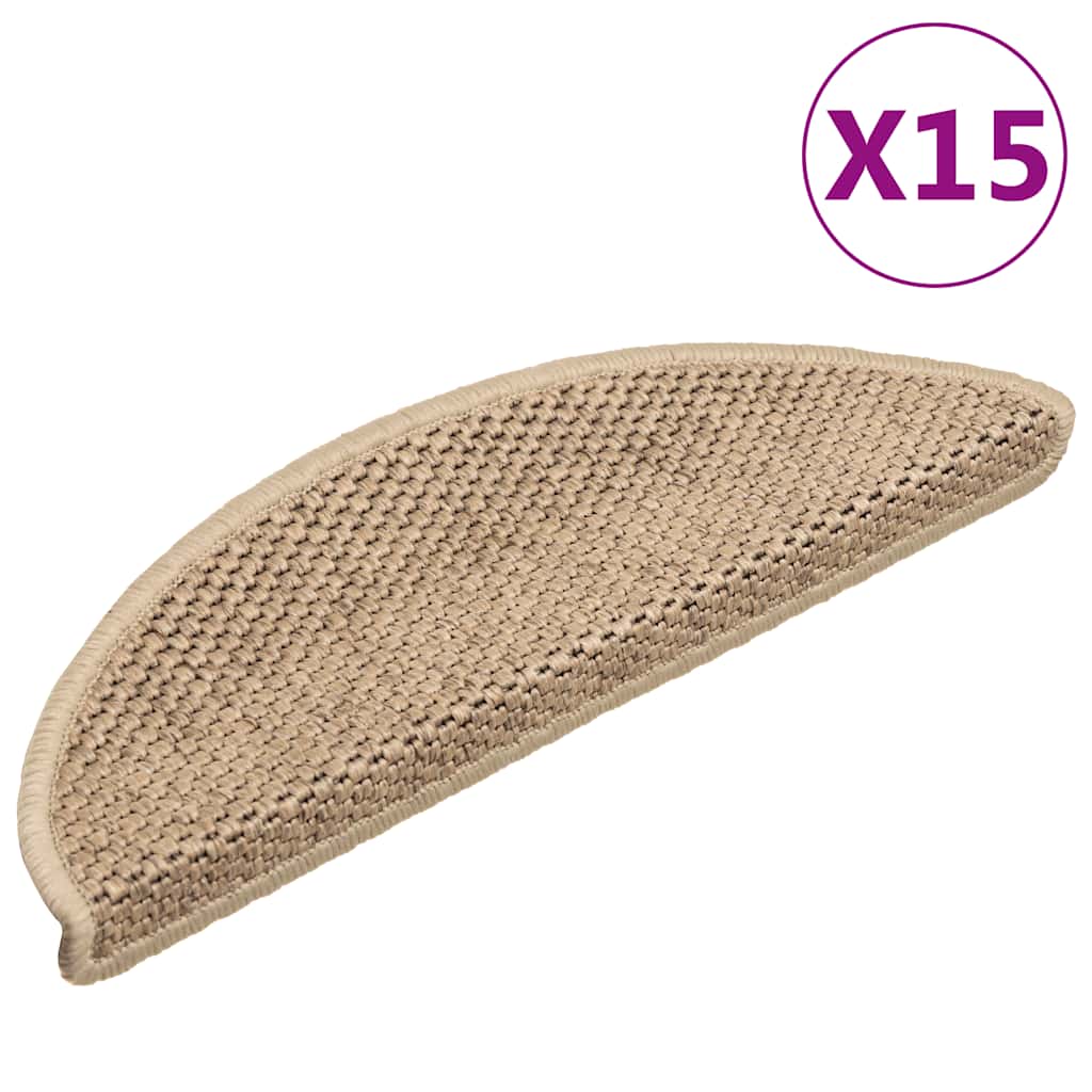 vidaXL Samolepící nášlapy na schody vzhled sisal 15 ks 56x17x3 cm