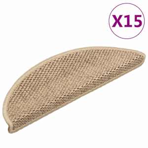 Samolepilne preproge za stopnice sisal 15 kosov 56x17x3cm pesek