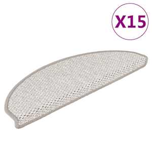 Samolepicí nášlapy na schody sisal 15 ks 65 x 21 x 4 cm platina - obrázek 1