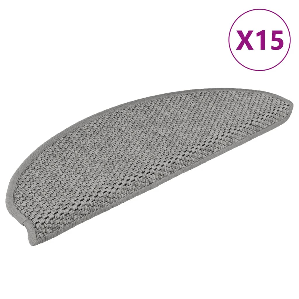 vidaXL Covorașe scări autoadezive 15 buc. gri taupe 65x25 cm sisal