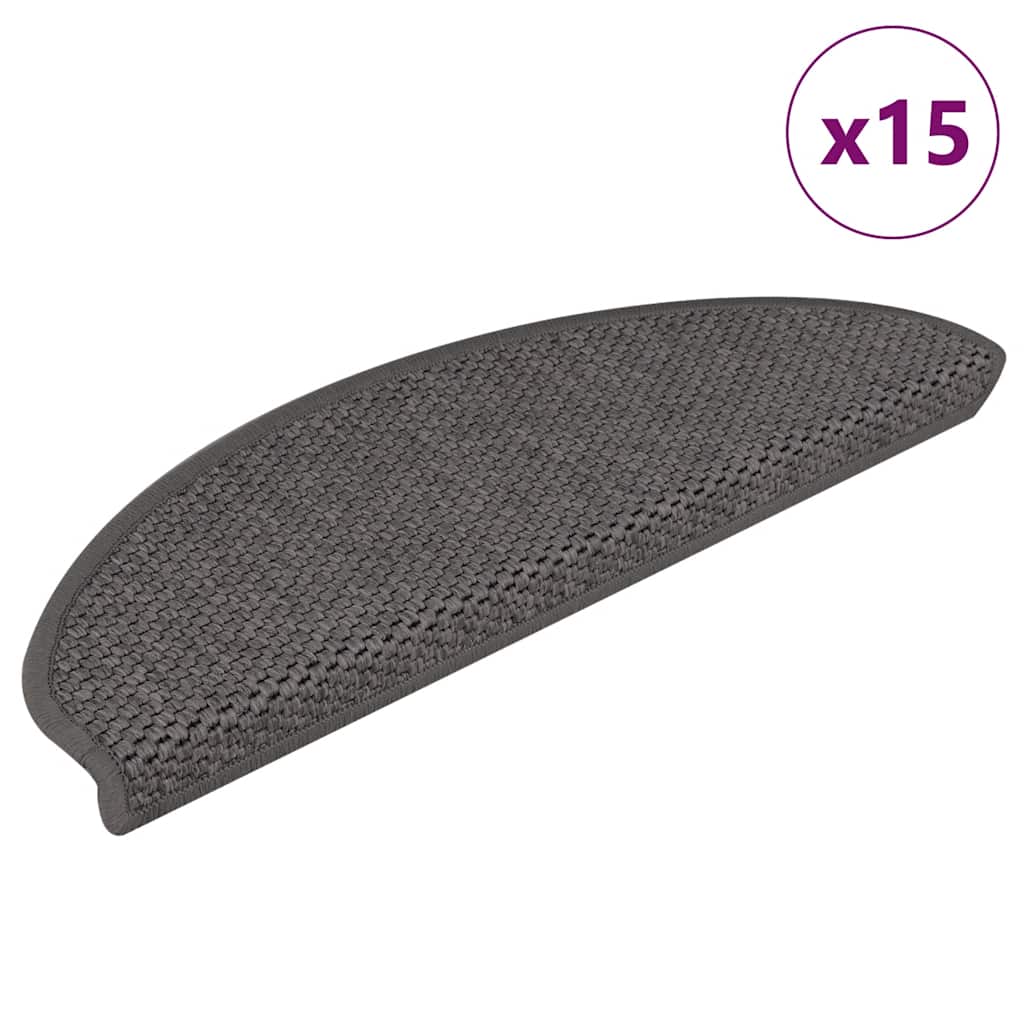 vidaXL Samolepicí nášlapy na schody sisal 15 ks 65x21x4 cm stříbrné