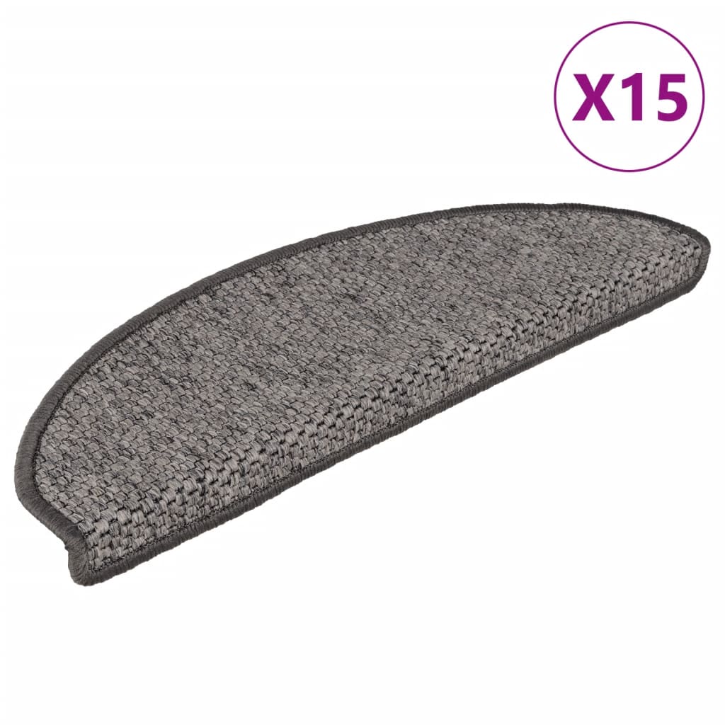 vidaXL Samolepící nášlapy na schody sisal 15 ks 65x21x4 cm antracitové