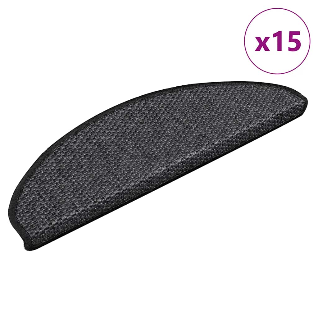 vidaXL Treppenmatten Selbstklebend Sisal 15 Stk. 65x21x4 cm Anthrazit