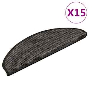 Samolepilne preproge za stopnice sisal 15kosov 65x21x4cm antra.