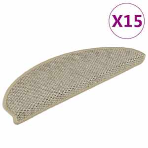 Samolepilne preproge za stopnice sisal 15 kosov 65x21x4 cm