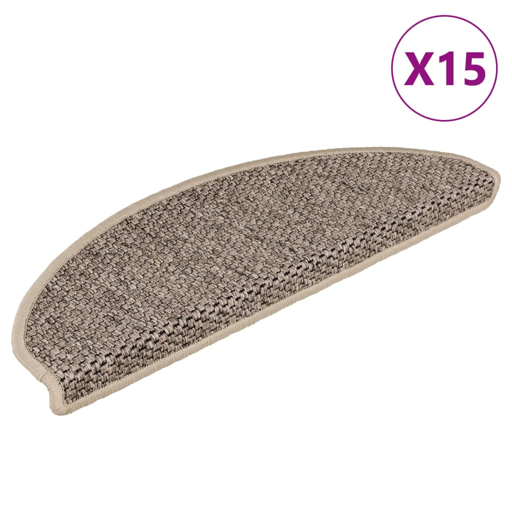 vidaXL Treppenmatten Selbstklebend Sisal 15 Stk. 65x21x4cm Dunkelbeige