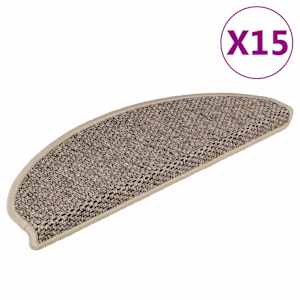 Samolepilne preproge za stopnice sisal 15 kosov 65x21x4 cm
