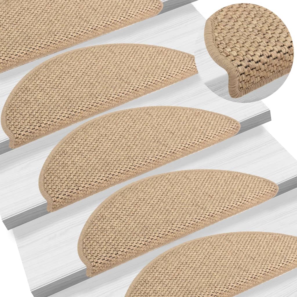 Lipnūs laiptų kilimėliai, 15vnt., smėlio spalvos, 65x25cm | Stepinfit