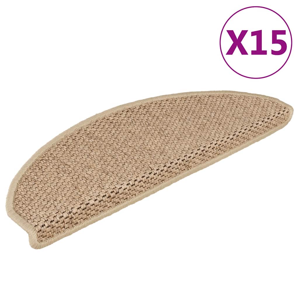 Tapis d'escalier autocollants 15 pcs 65x21x4 cm Sable