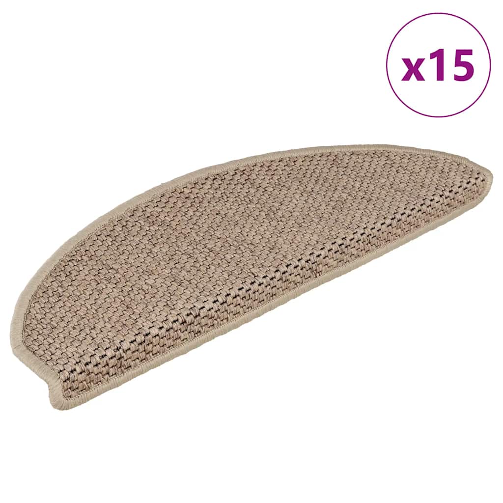 vidaXL Covorașe scări autoadezive 15buc nisipiu 65x21x4cm aspect sisal