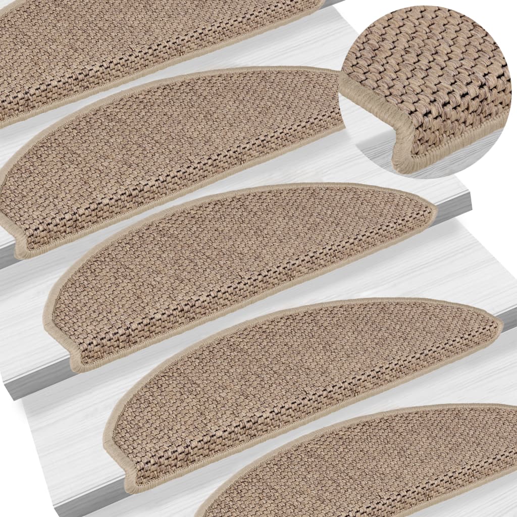 vidaXL Treppenmatten Selbstklebend Sisal-Optik 15 Stk. 65x21x4 cm Sand