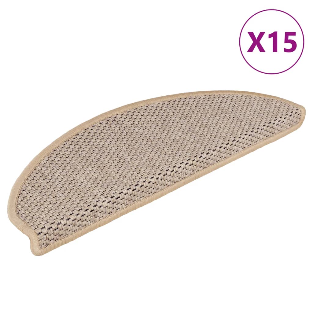 Treppenmatten Selbstklebend Sisal 15 Stk. 65x21x4 cm Hellbeige