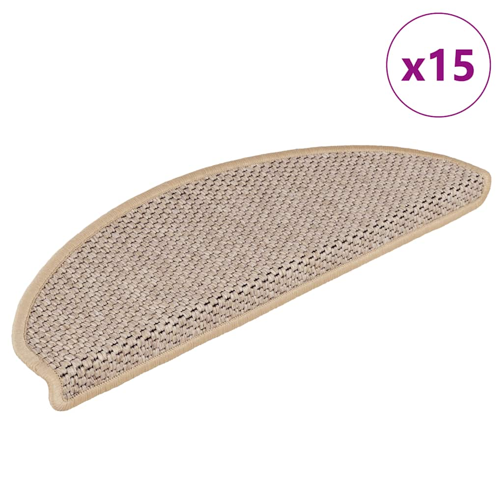 vidaXL Treppenmatten Selbstklebend Sisal 15 Stk. 65x21x4 cm Hellbeige