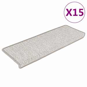 Samolepicí nášlapy na schody sisal 15 ks 65 x 21 x 4 cm platina - obrázek 1