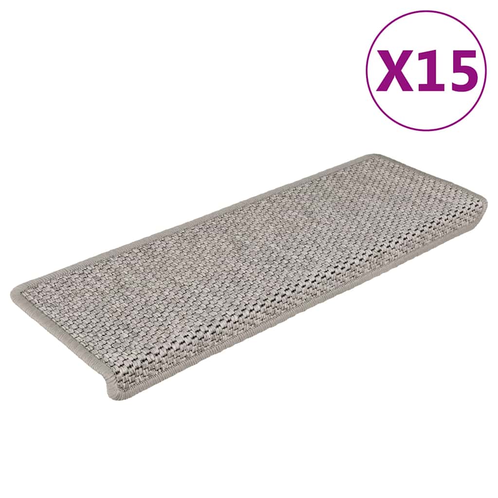 vidaXL Samolepící nášlapy na schody vzhled sisal 15 ks 65x21x4 cm