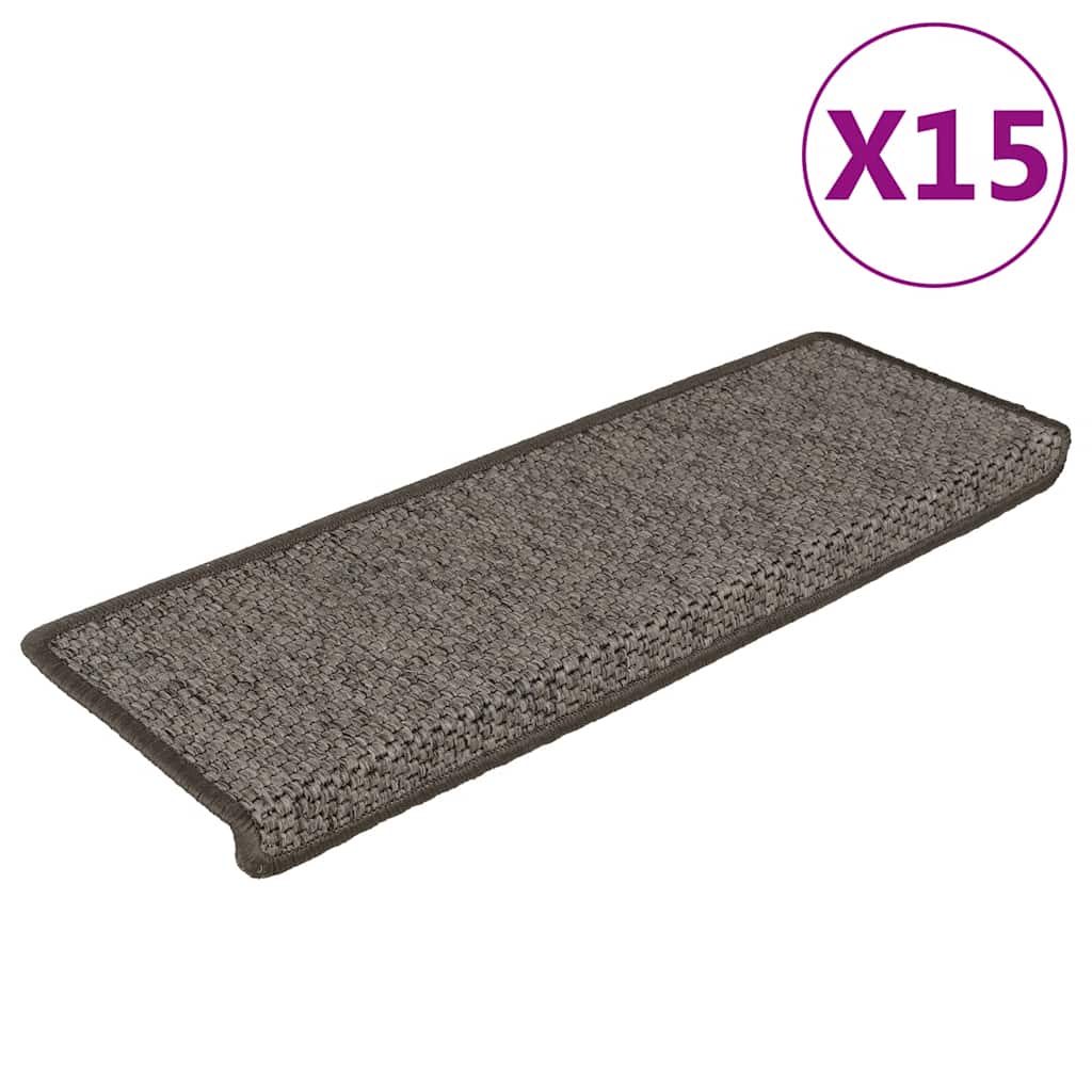 Tapis D'escalier Autocollants 15 Pcs 65x25 Cm Gris Et Beige VidaXL 13 width=274