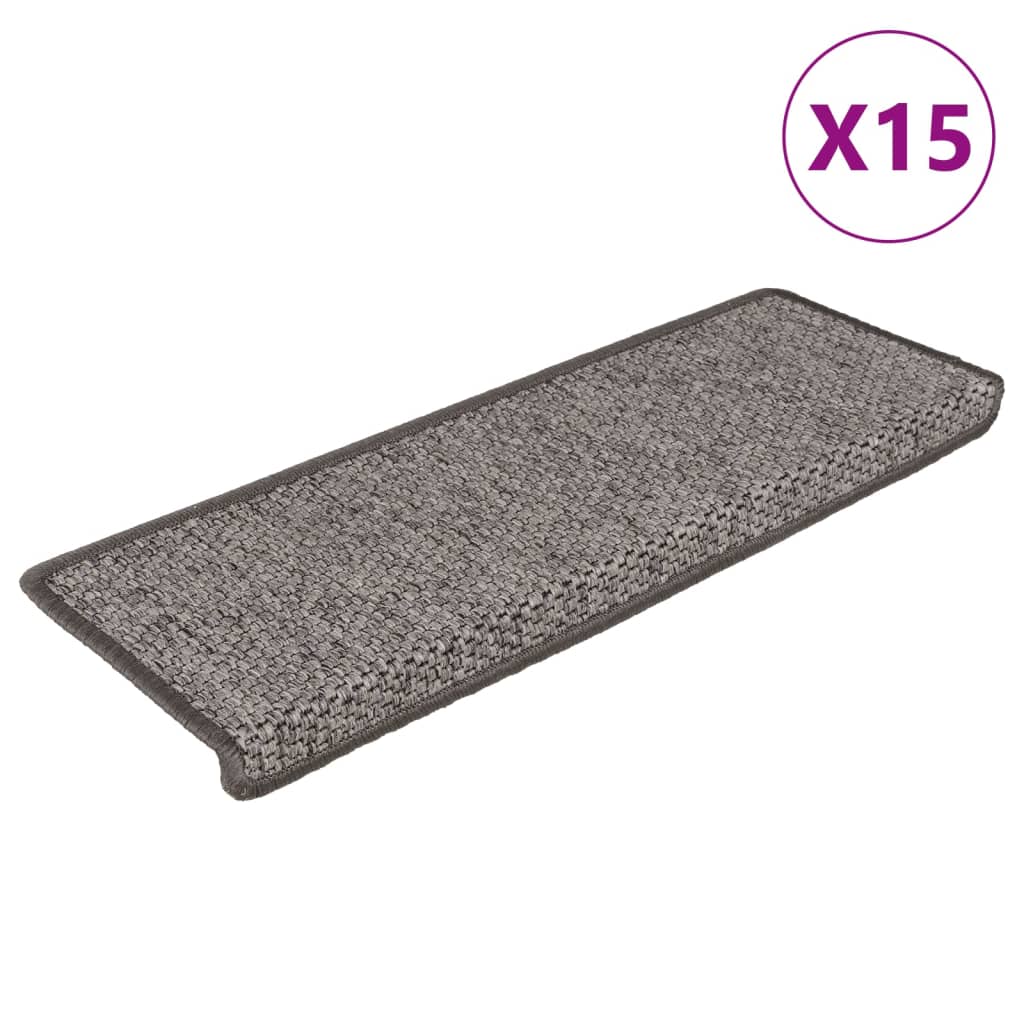 vidaXL Samolepící nášlapy na schody sisal 15ks 65x21x4cm šedé a béžové