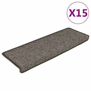 Samolepící nášlapy na schody sisal 15ks 65x21x4cm šedé a béžové - obrázek 1