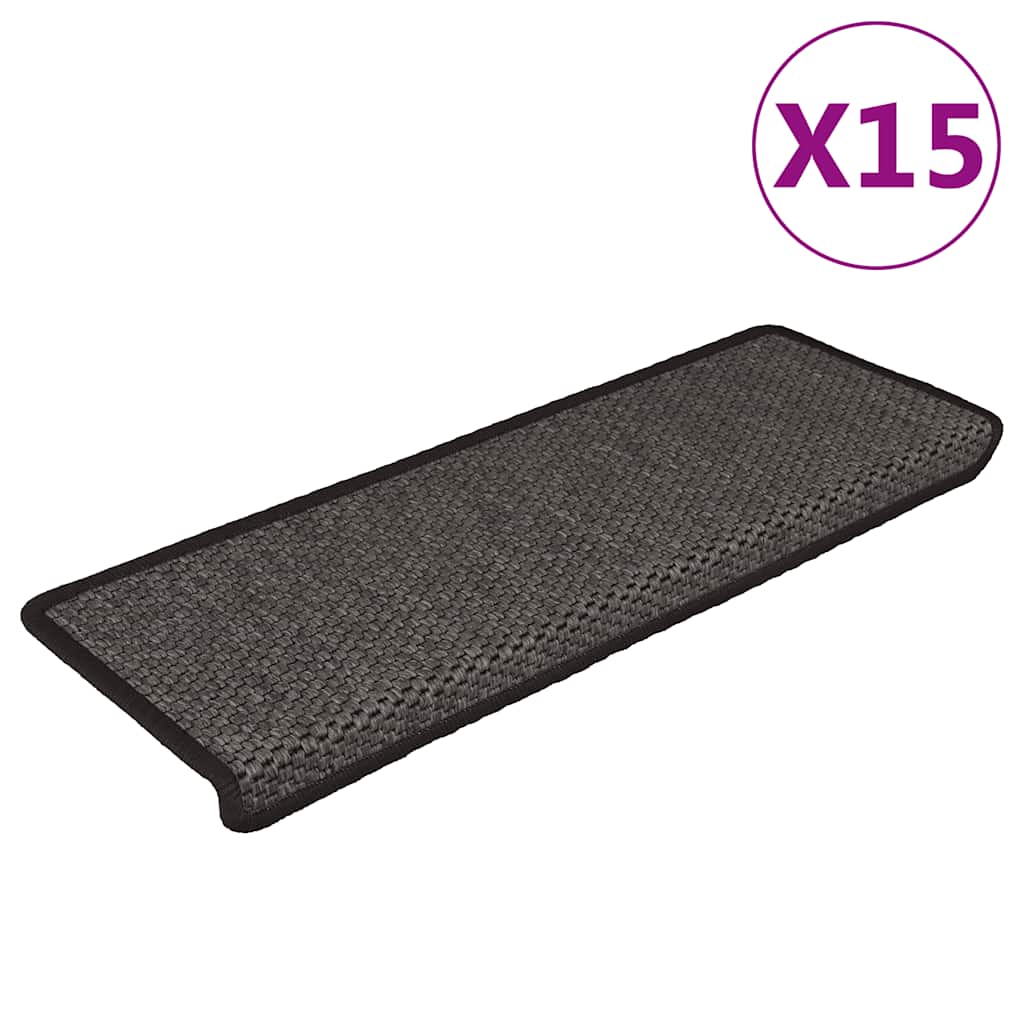 Tapis d'escalier autocollants 15 pcs 65x21x4 cm Anthracite