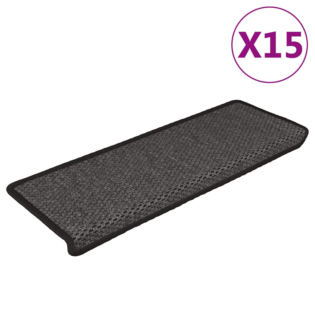 vidaXL Samolepící nášlapy na schody vzhled sisal 15 ks 65x21x4 cm
