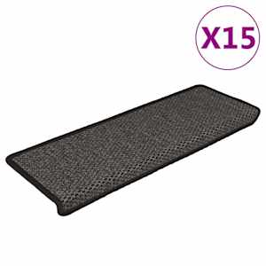 Samolepilne preproge za stopnice sisal 15kosov 65x21x4cm antra.