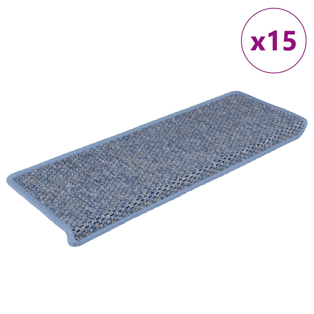 vidaXL Samolepící nášlapy na schody vzhled sisal 15 ks 65x21x4cm modré