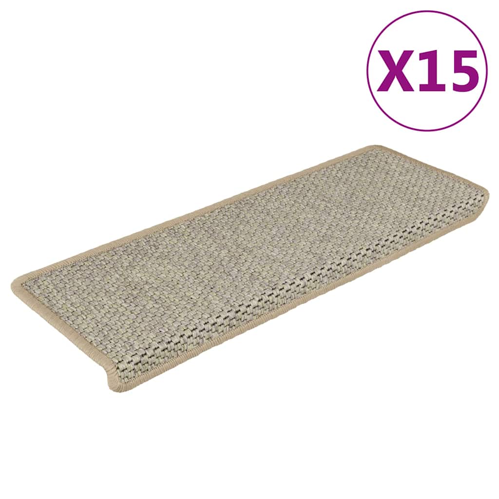 vidaXL Samolepící nášlapy na schody vzhled sisal 15ks 65x21x4cm zelené