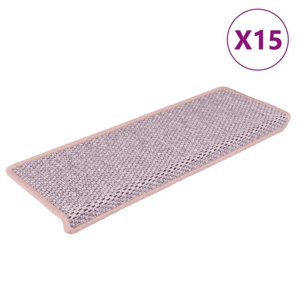 vidaXL Samolepící nášlapy na schody vzhled sisal 15 ks 65x21x4 cm