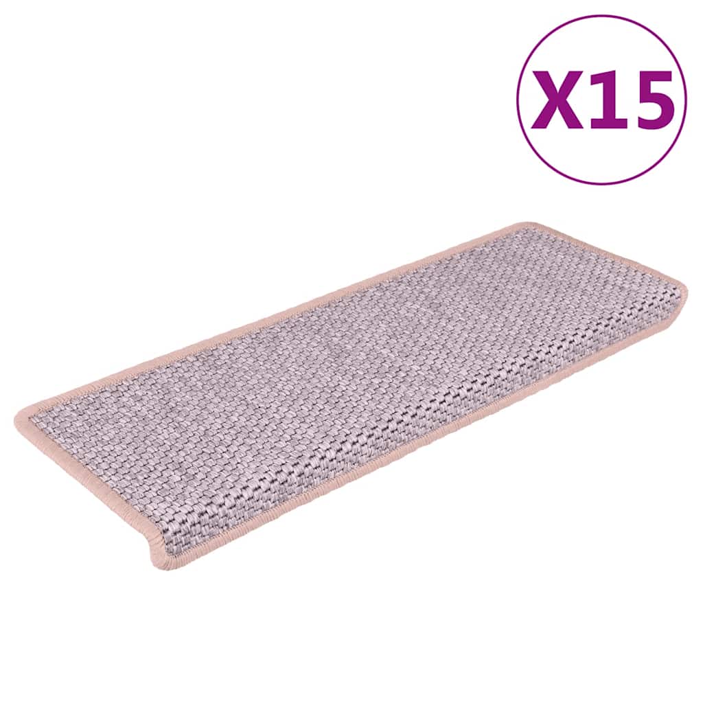  Self-adhesive Stair Mats Stair Treads Protector Rug Sisal-Look 15 pcs vidaXL