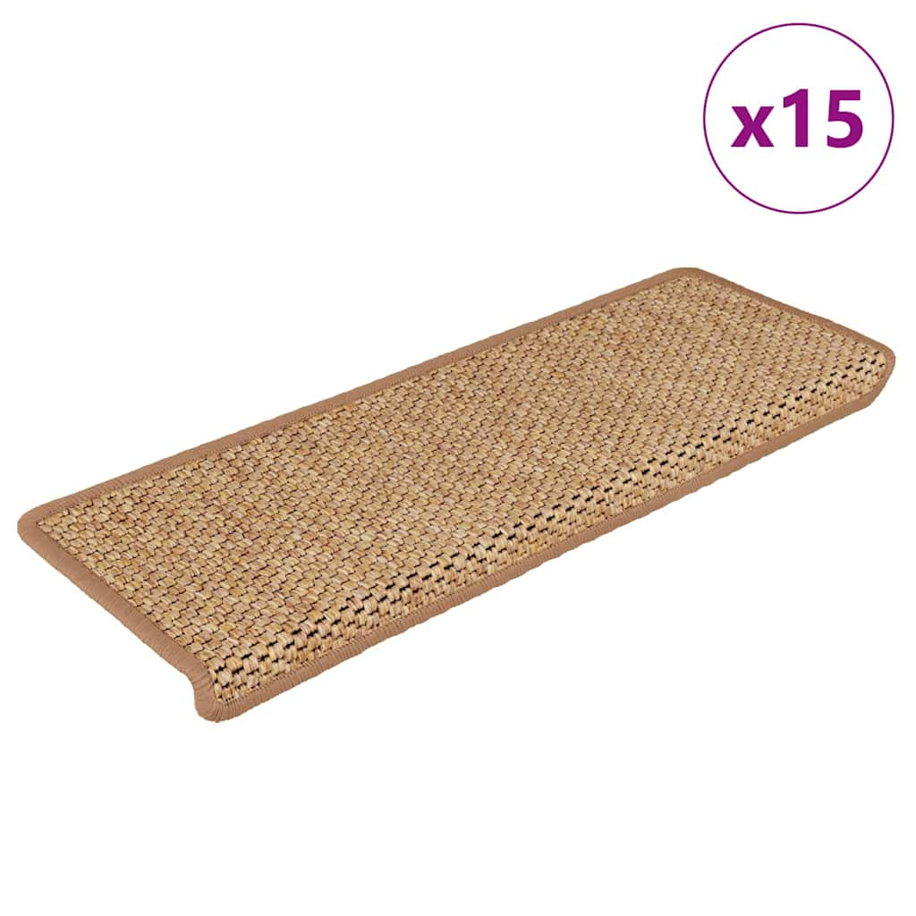 vidaXL Treppenmatten Selbstklebend Sisal-Optik 15Stk. 65x21x4cm Orange