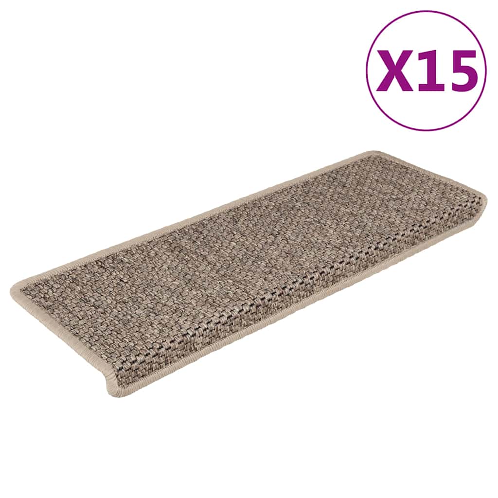 vidaXL Samolepící nášlapy na schody vzhled sisal 15ks 65x21x4cm béžové