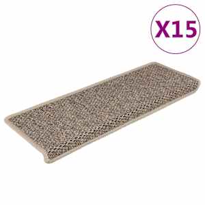Samolepilne preproge za stopnice sisal 15 kosov 65x21x4 cm