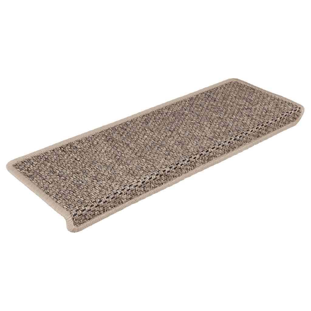 vidaXL Trapmatten zelfklevend 15 st sisal-look 65x21x4 cm donkerbeige afbeelding