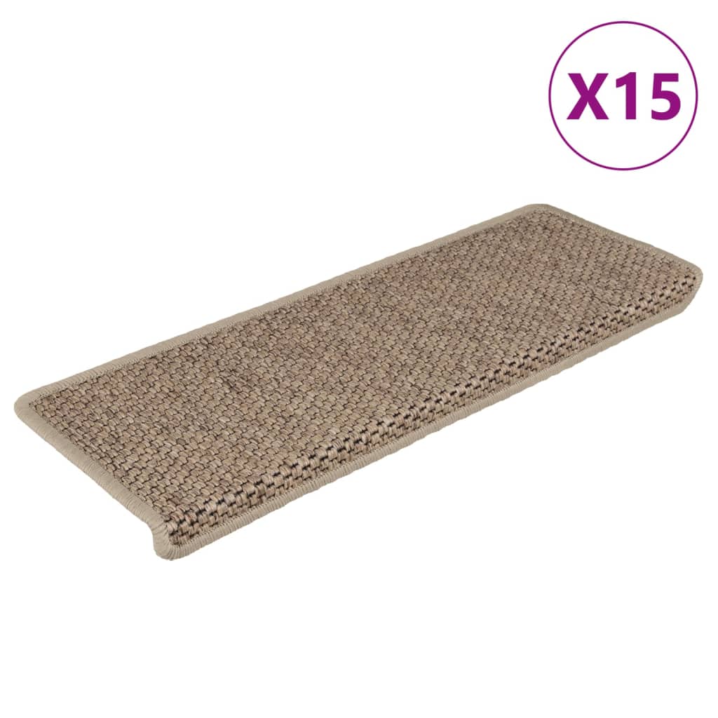 vidaXL Samolepící nášlapy na schody vzhled sisal 15 ks 65x21x4 cm