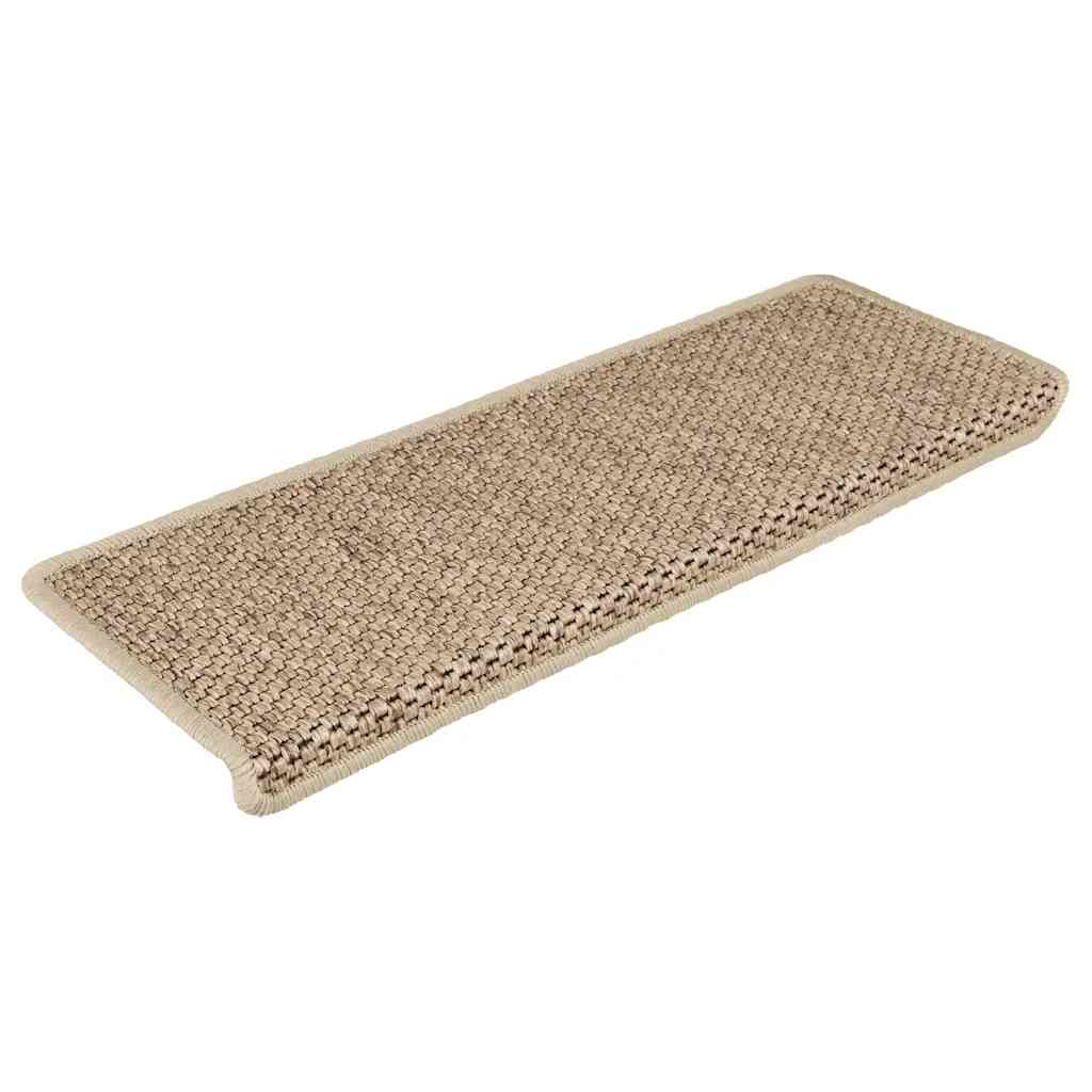 vidaXL Covorașe scări autoadezive 15buc nisipiu 65x21x4cm aspect sisal